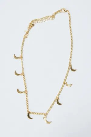 Gold Moon Pendent Necklace