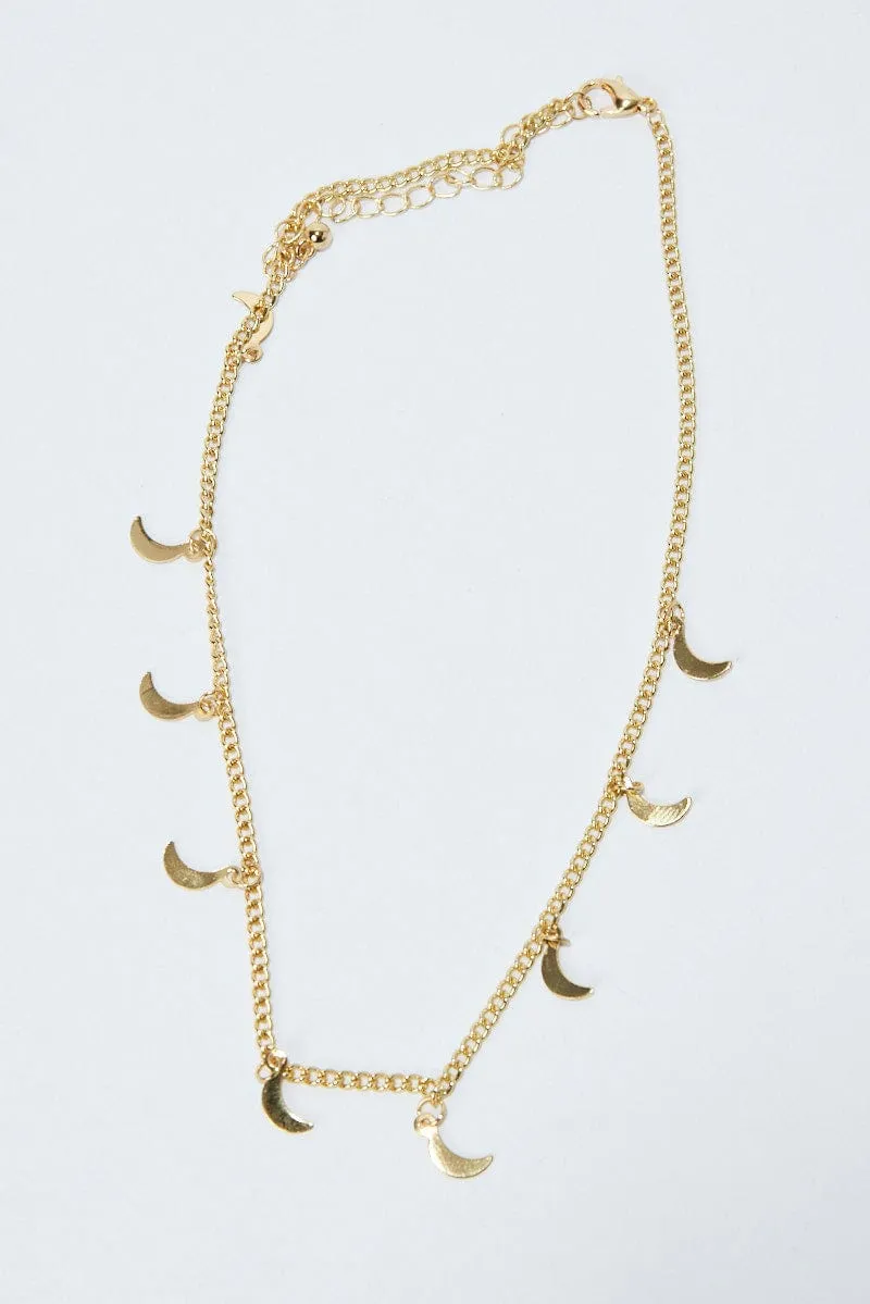 Gold Moon Pendent Necklace