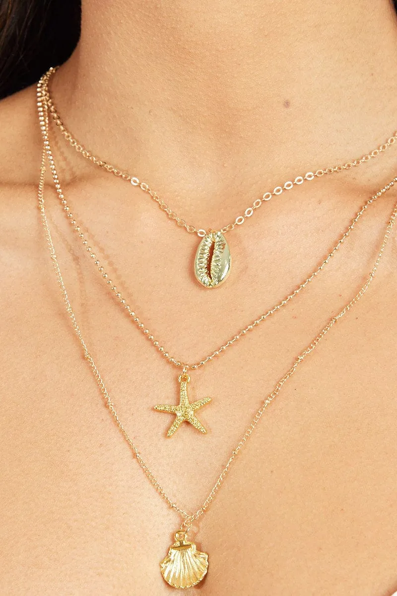 Gold Shell Detail Layered Necklace