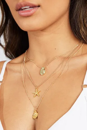 Gold Shell Detail Layered Necklace
