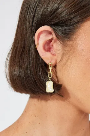 Gold Square Faux Pearl Earrings