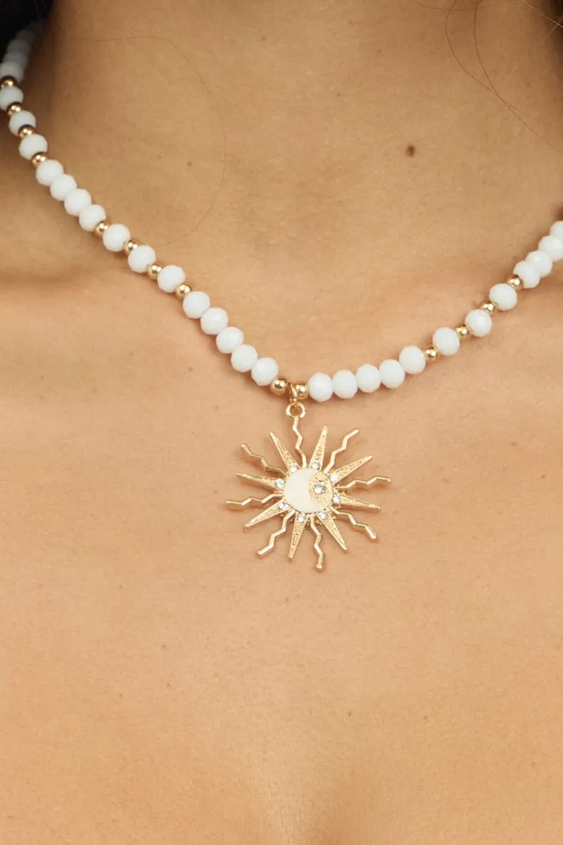 Gold Sun Pendent Beads Necklace