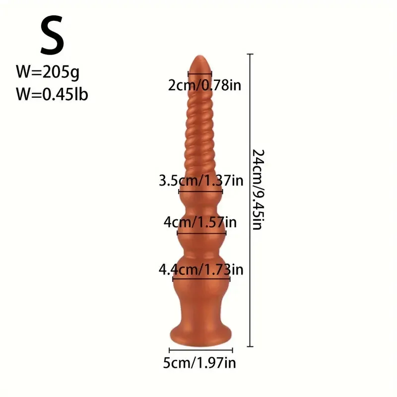 Golden Long Anal Plug With Suction Cup Anal Beads Female Sex Toy