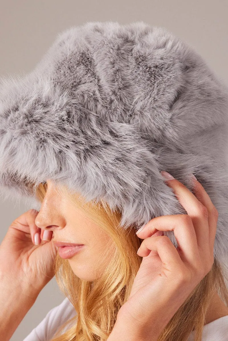 Grey Faux Fur Hat