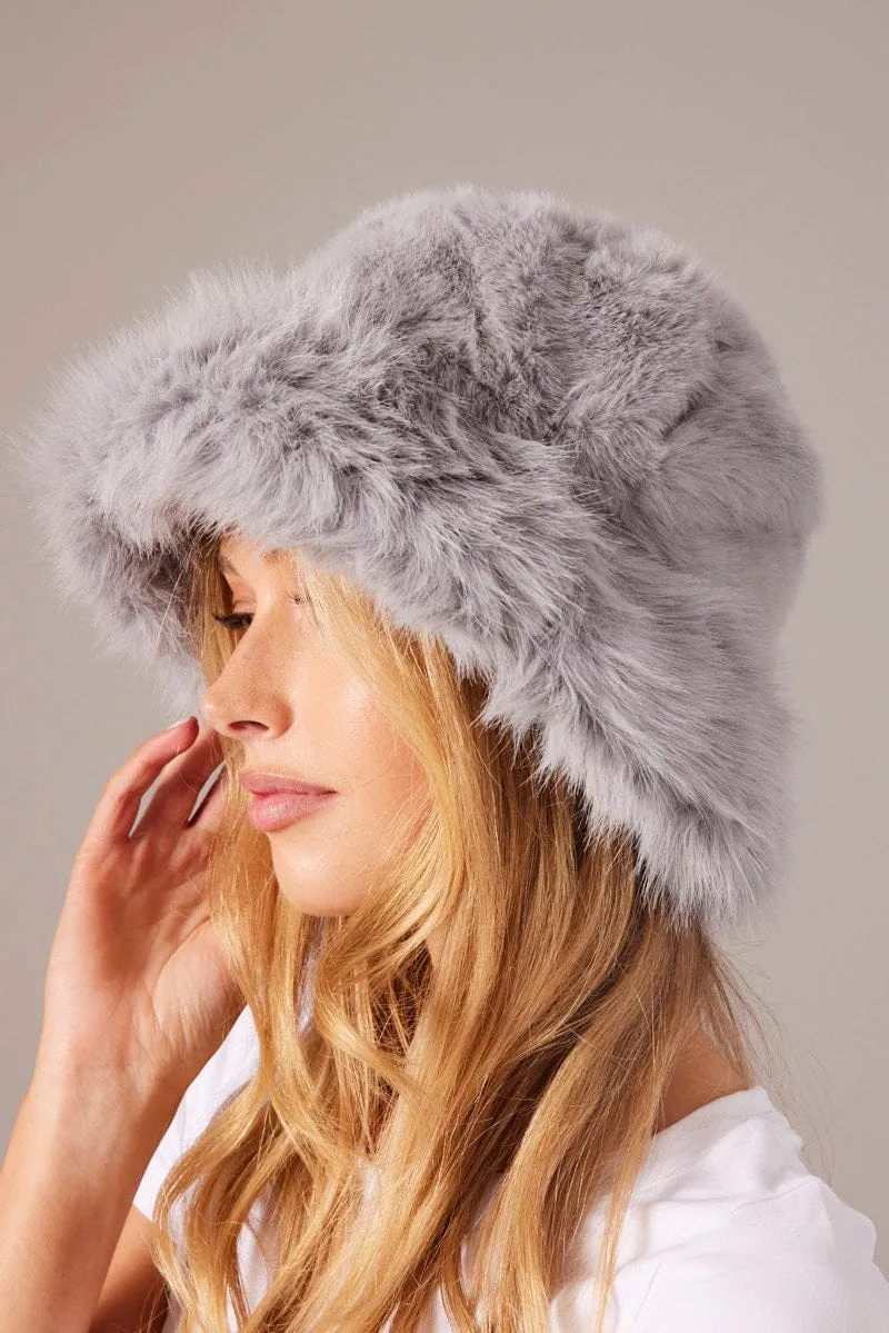 Grey Faux Fur Hat