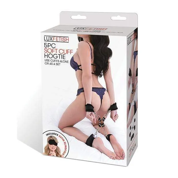 Lux Fetish - 5 Pc Soft Cuff Hogtie Set (Black)