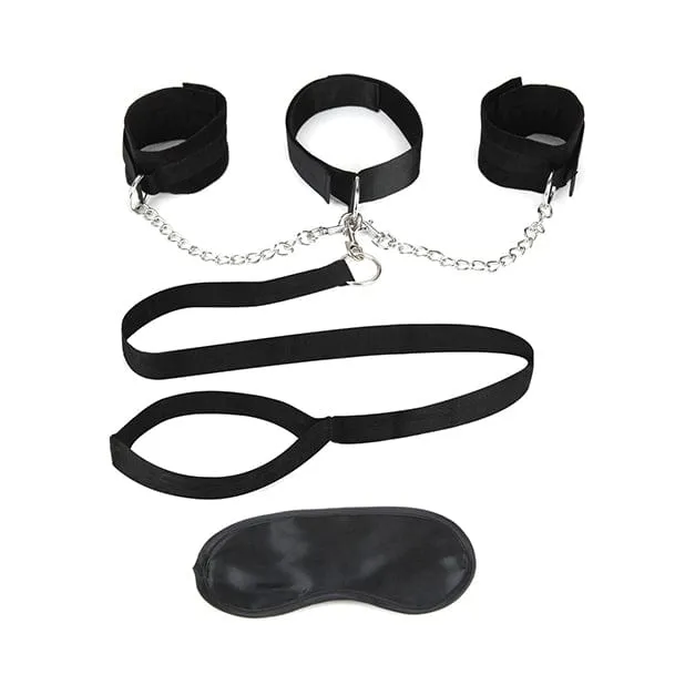 Lux Fetish - Collar Cuffs and Leash Set (Black)