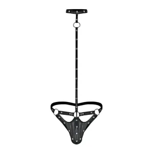 Male Power Fetish Tormentor Choker G-String Body Harness Black L/XL