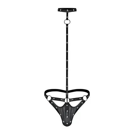 Male Power Fetish Tormentor Choker G-String Body Harness Black L/XL