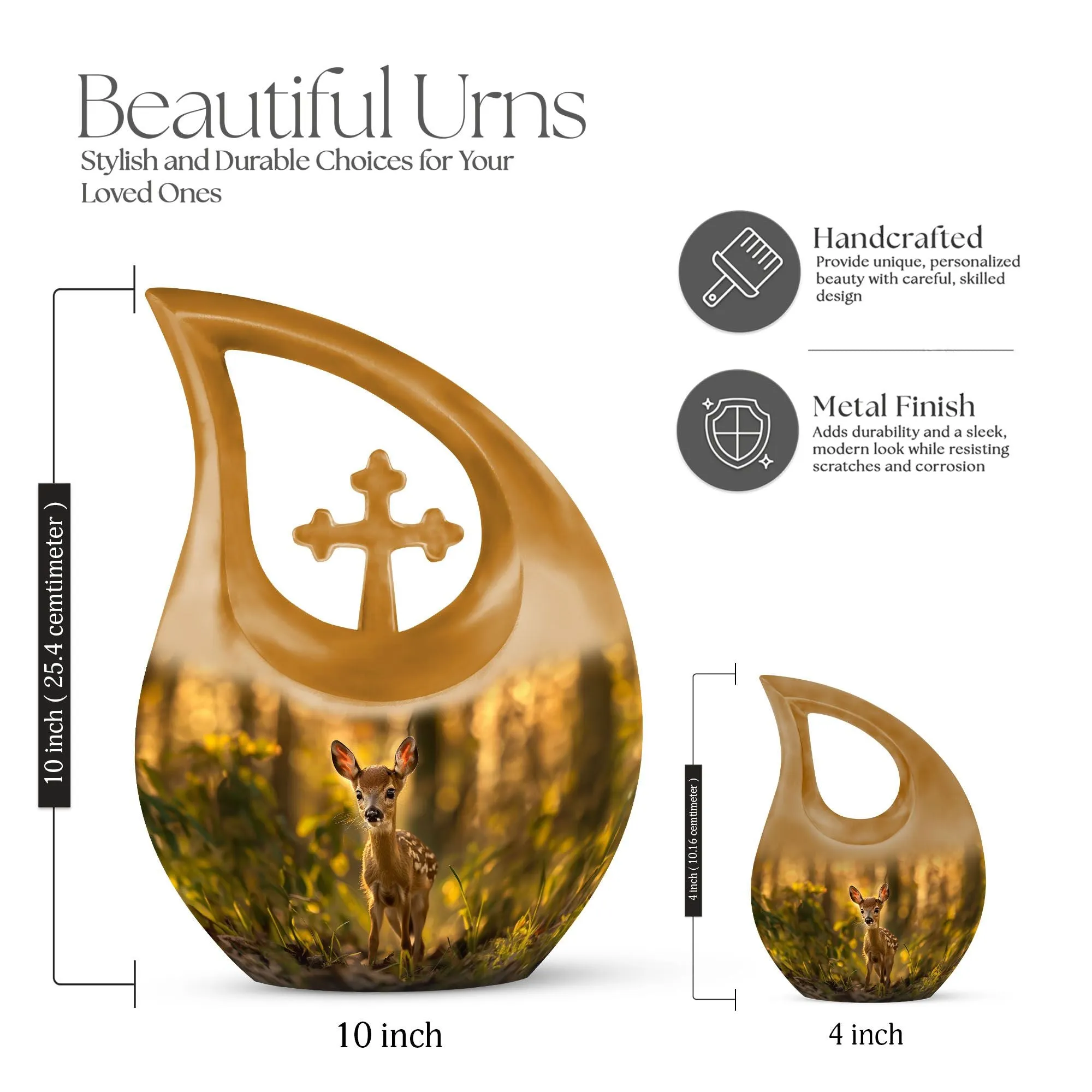 Medium Size Deer Urn keepsake urn for human ashes memorial urn