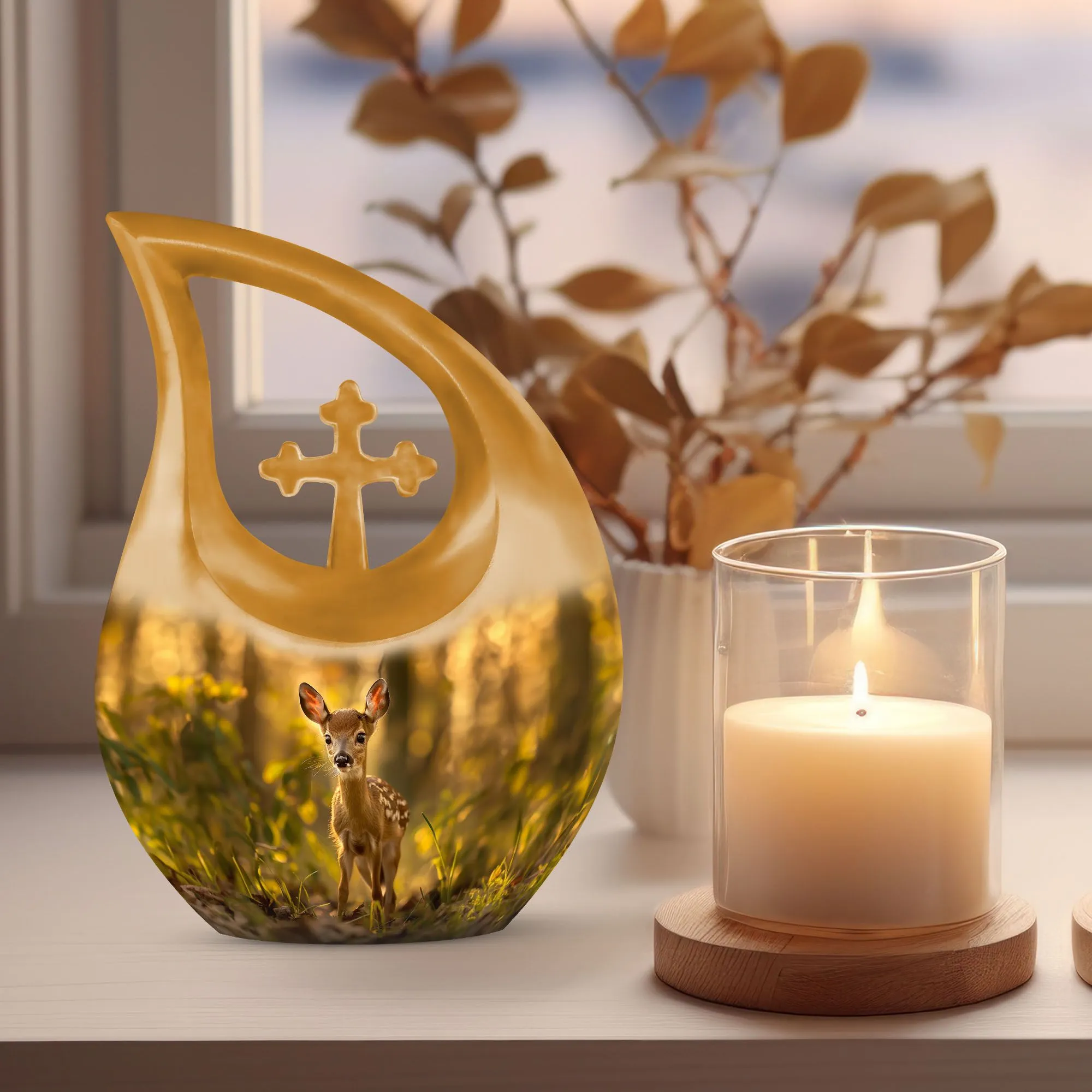 Medium Size Deer Urn keepsake urn for human ashes memorial urn