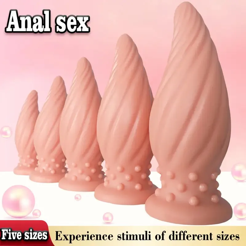 New Apricot-Colored Special Spiral Cone Anal Plug Novel Anal Toy