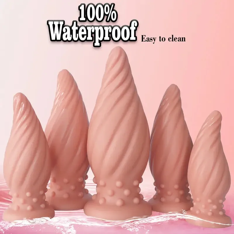New Apricot-Colored Special Spiral Cone Anal Plug Novel Anal Toy