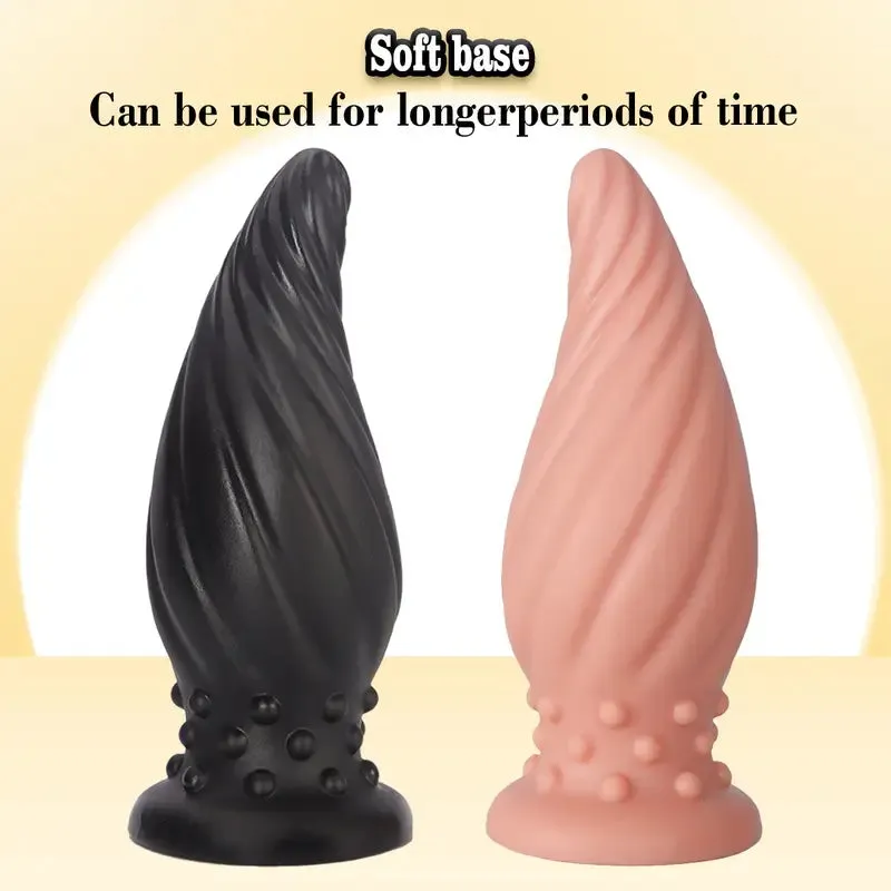 New Apricot-Colored Special Spiral Cone Anal Plug Novel Anal Toy