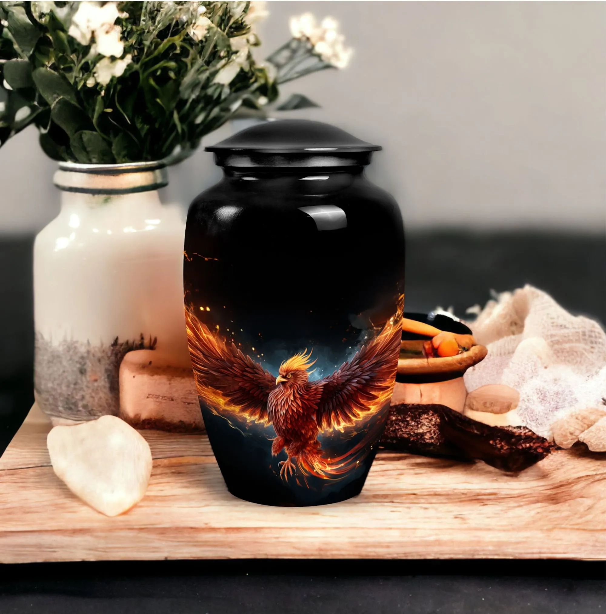 Phoenix Cremation Urn: Medium-sized Ash Container for Men