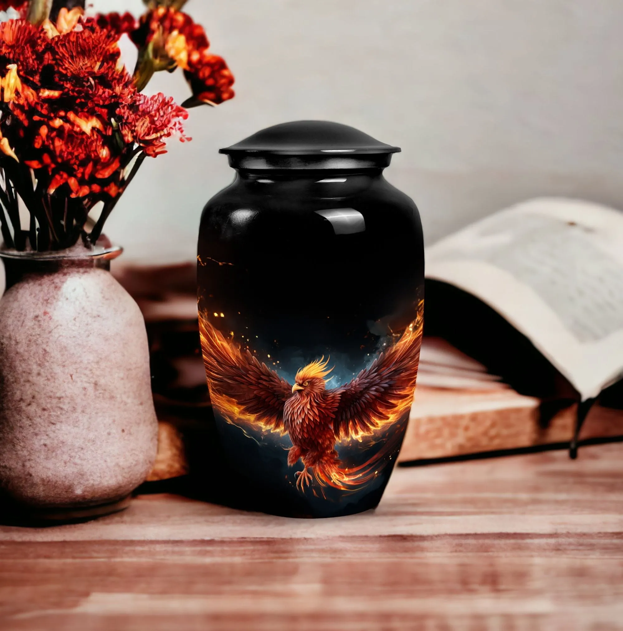 Phoenix Cremation Urn: Medium-sized Ash Container for Men