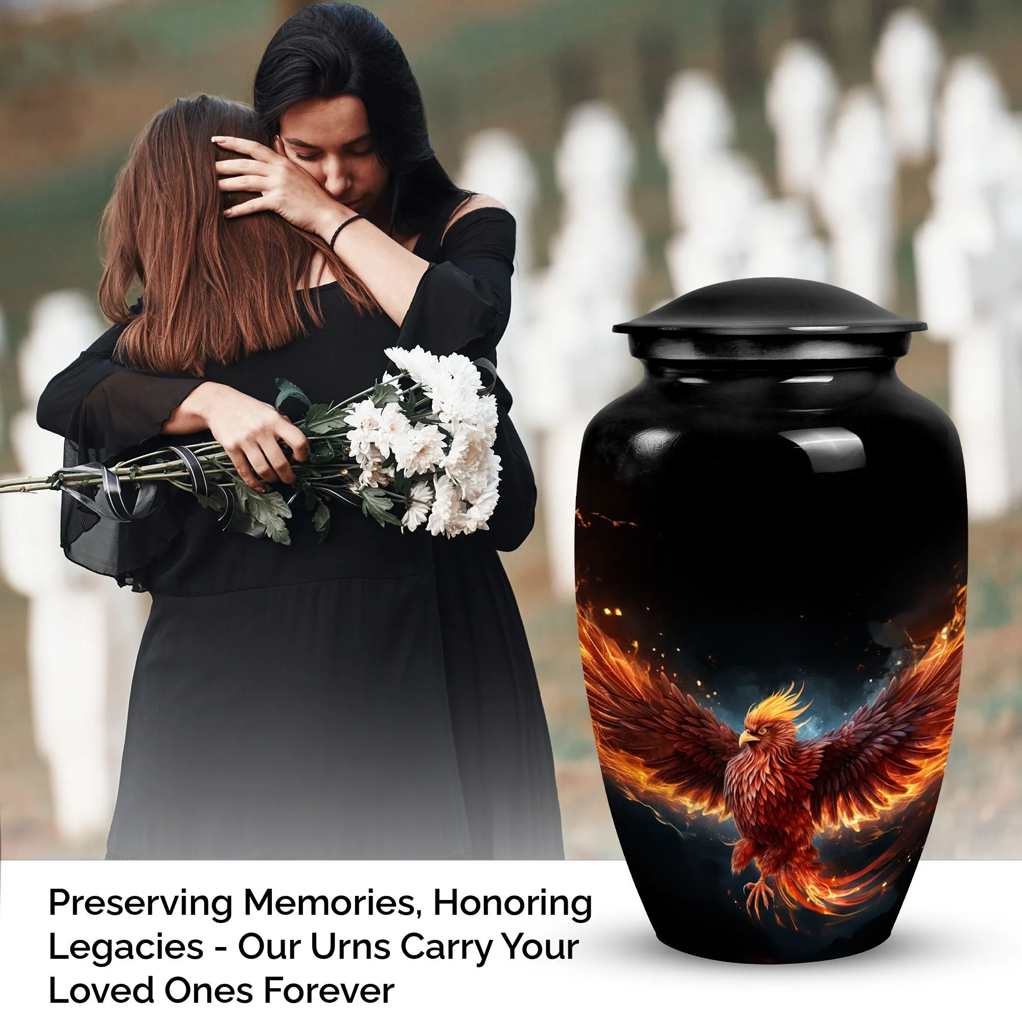 Phoenix Cremation Urn: Medium-sized Ash Container for Men