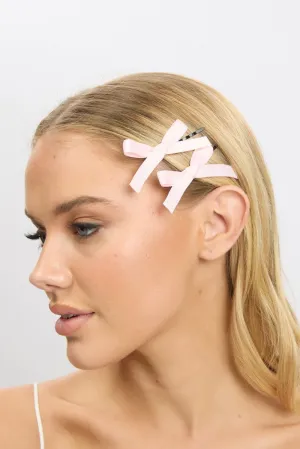 Pink 4 Pack Mini Satin Bow Bobby Pins