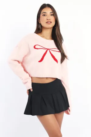 Pink Knit Jumper Long Sleeve Crew Neck