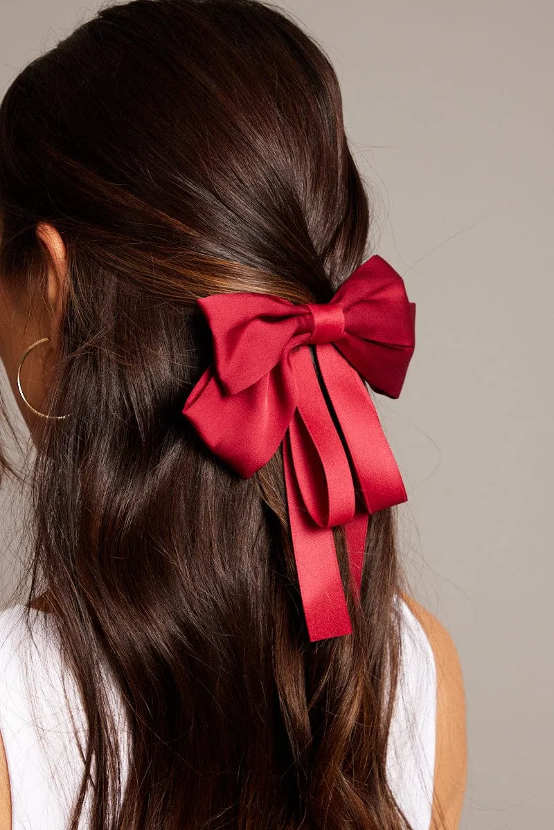 Red Bow Hair Clip