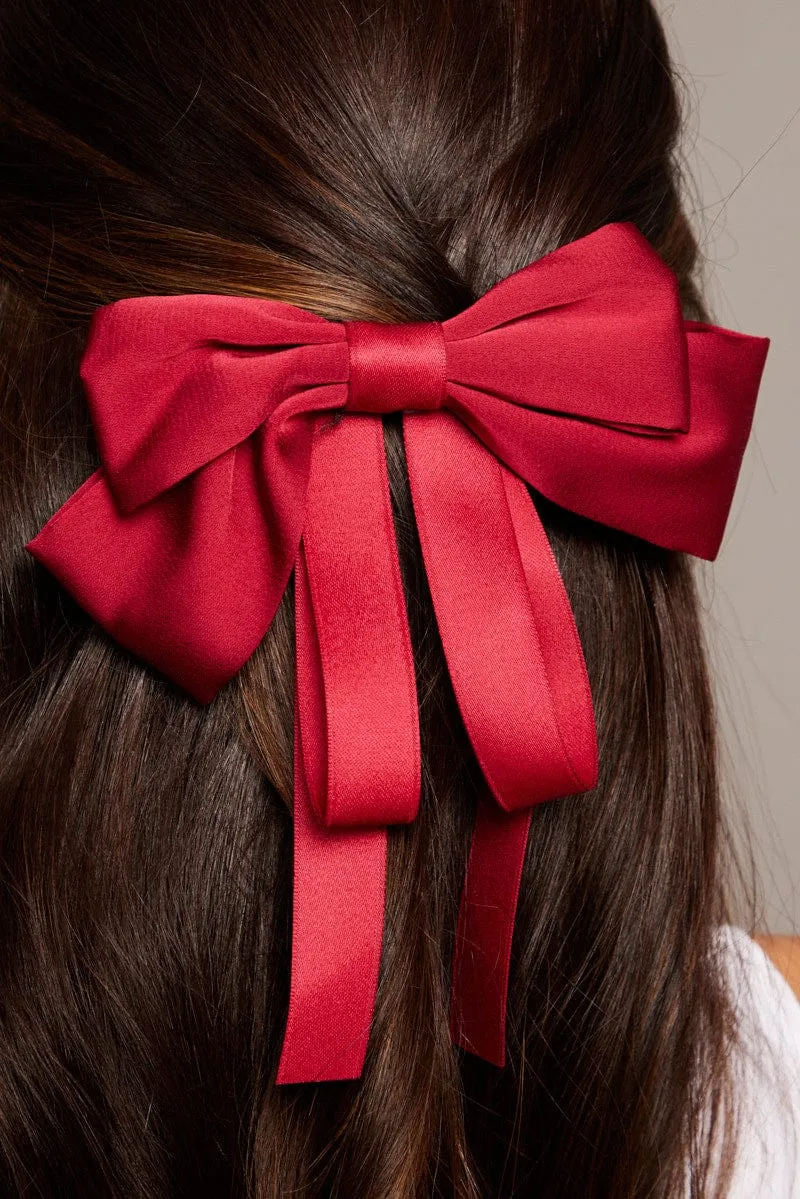 Red Bow Hair Clip