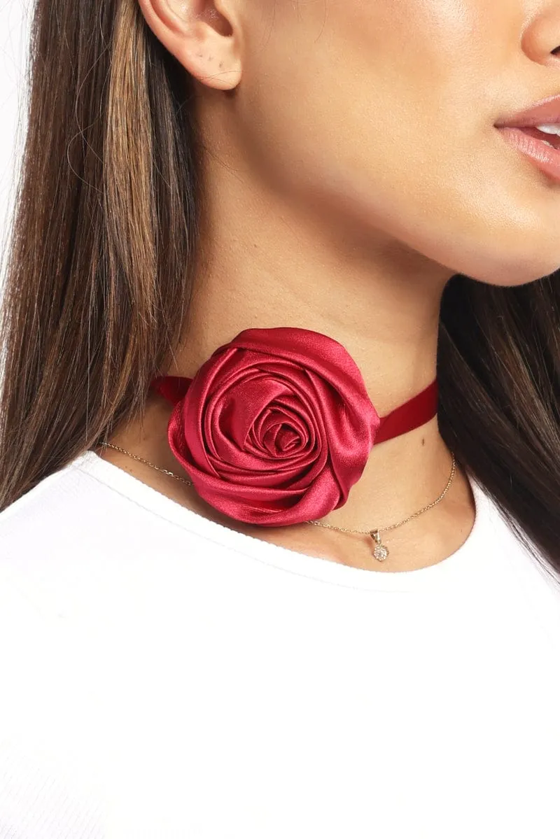 Red Rosette Choker