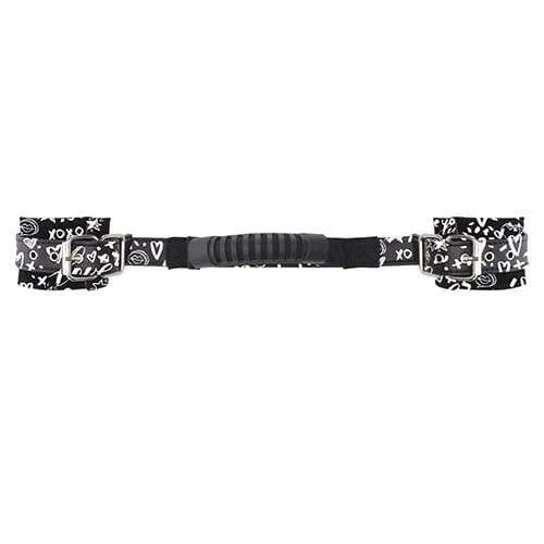 Shots - Ouch Love Street Art Fashion Printed Hand Cuffs with Handle (Black)
