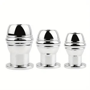 SM Stainless Steel Chastity Penis Ring Hollow Enema Anal Plug