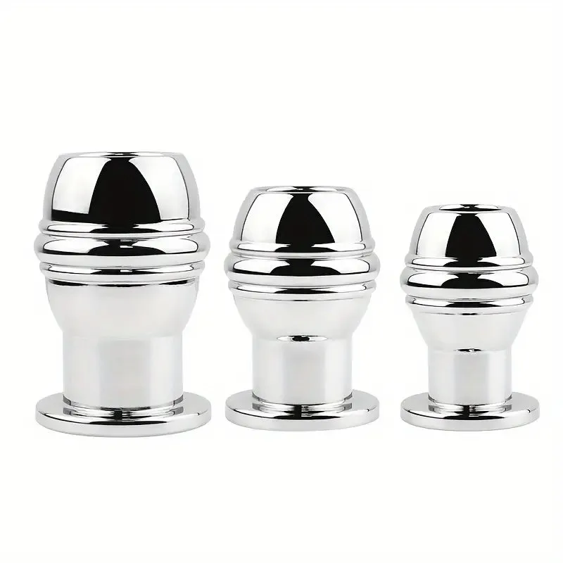 SM Stainless Steel Chastity Penis Ring Hollow Enema Anal Plug