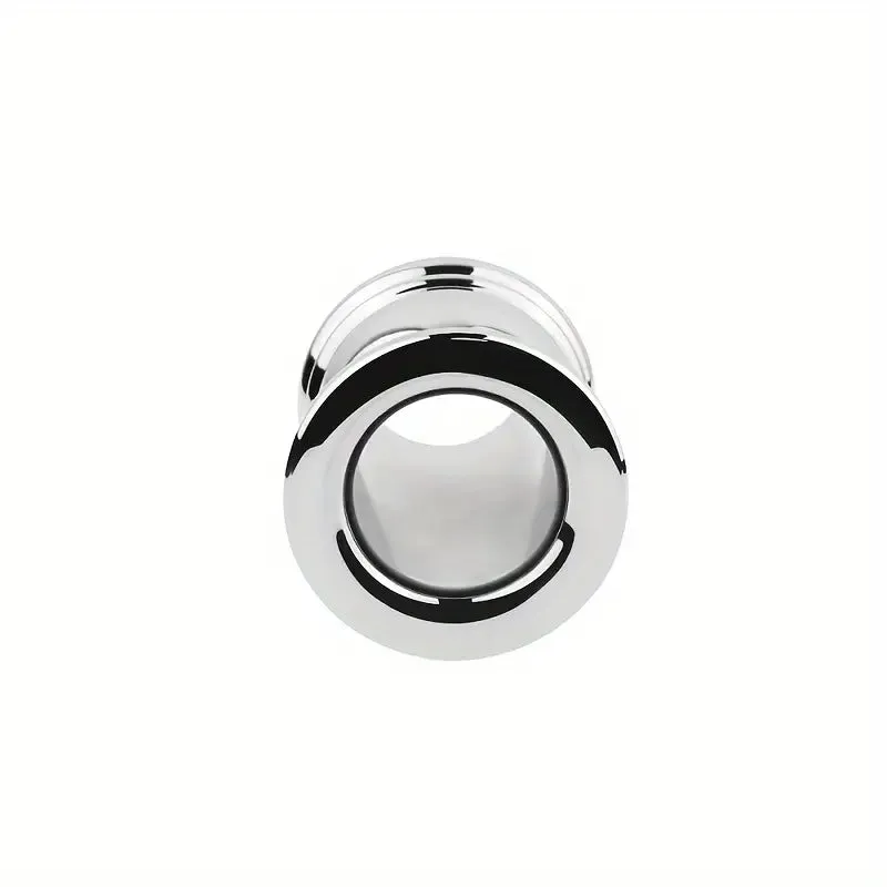 SM Stainless Steel Chastity Penis Ring Hollow Enema Anal Plug