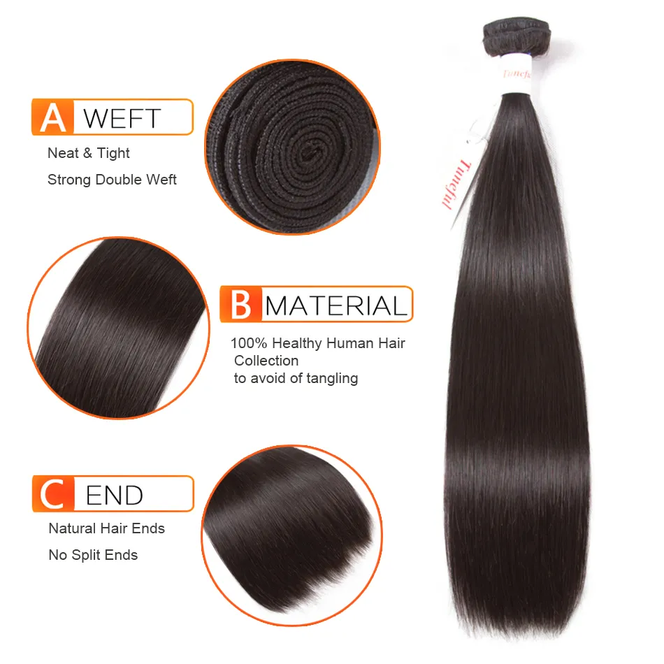 Tuneful Straight 4 Bundles Remy Human Hair 100% Hair Weave Extensions Hair Weft Weave Bundle Can Be Dyed